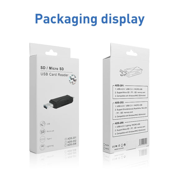 ADS-208 8 Pin+USB+Micro USB Multi-function Card Reader (Silver)