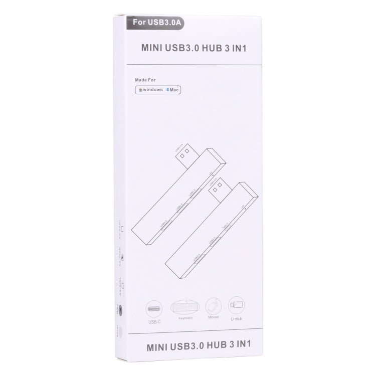 889R USB Male to Dual USB 2.0+USB 3.0 Female Adapter(Silver)