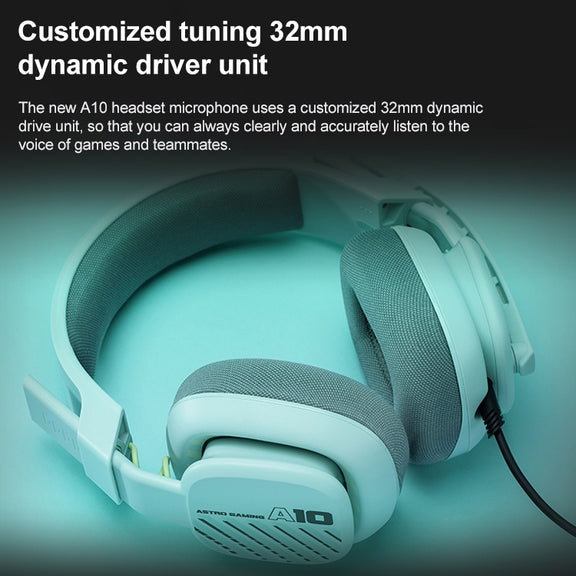 Logitech Astro A10 Gen 2 Wired Headset Over-ear Gaming Headphones (Green)