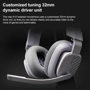 Logitech Astro A10 Gen 2 Wired Headset Over-ear Gaming Headphones (Grey)
