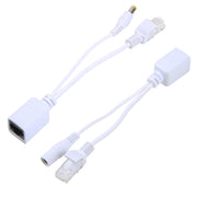 2 in 1 RJ45 POE Injector and Splitter Cable Set with 2.1x 5.5mm Female & Male DC Jack(White)