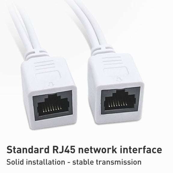 2 in 1 RJ45 POE Injector and Splitter Cable Set with 2.1x 5.5mm Female & Male DC Jack(White)