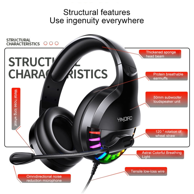 YINDIAO Q2 Head-mounted Wired Gaming Headset with Microphone, Version: Dual 3.5mm + USB(White)