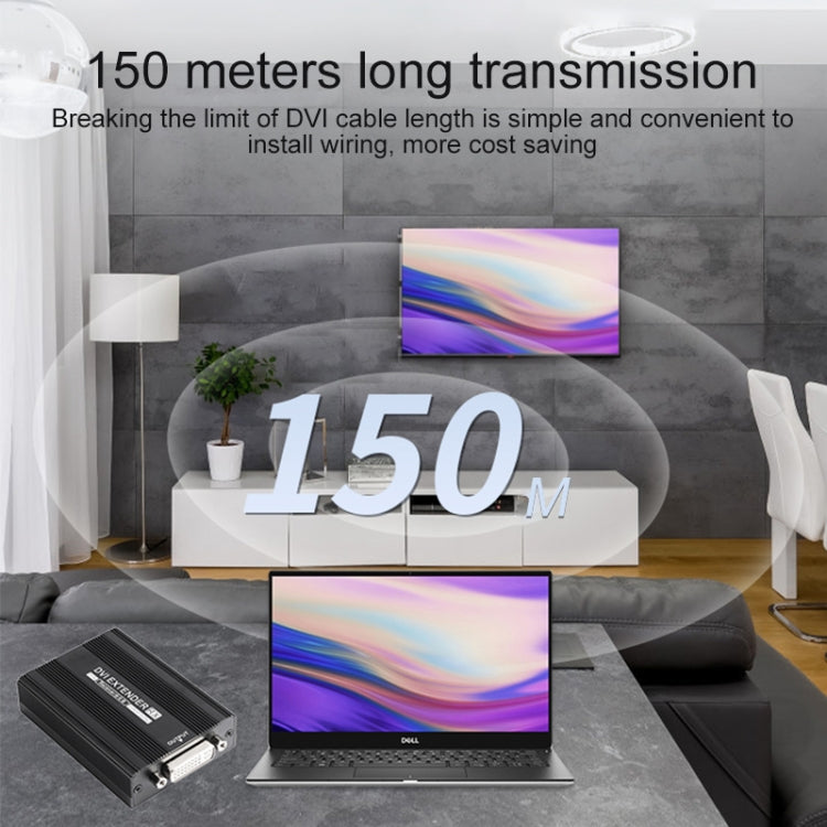Measy DVI1815 DVI Extender Transmitter and Receiver Converter, POE Single Power Supply, Transmission Distance: 150m(EU Plug)