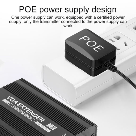 Measy VGA1815 VGA Extender Transmitter and Receiver Converter, POE Single Power Supply, Transmission Distance: 150m(EU Plug)