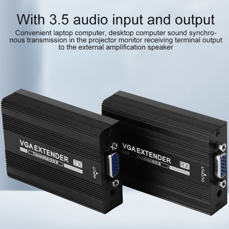 Measy VGA1815 VGA Extender Transmitter and Receiver Converter, POE Single Power Supply, Transmission Distance: 150m(EU Plug)