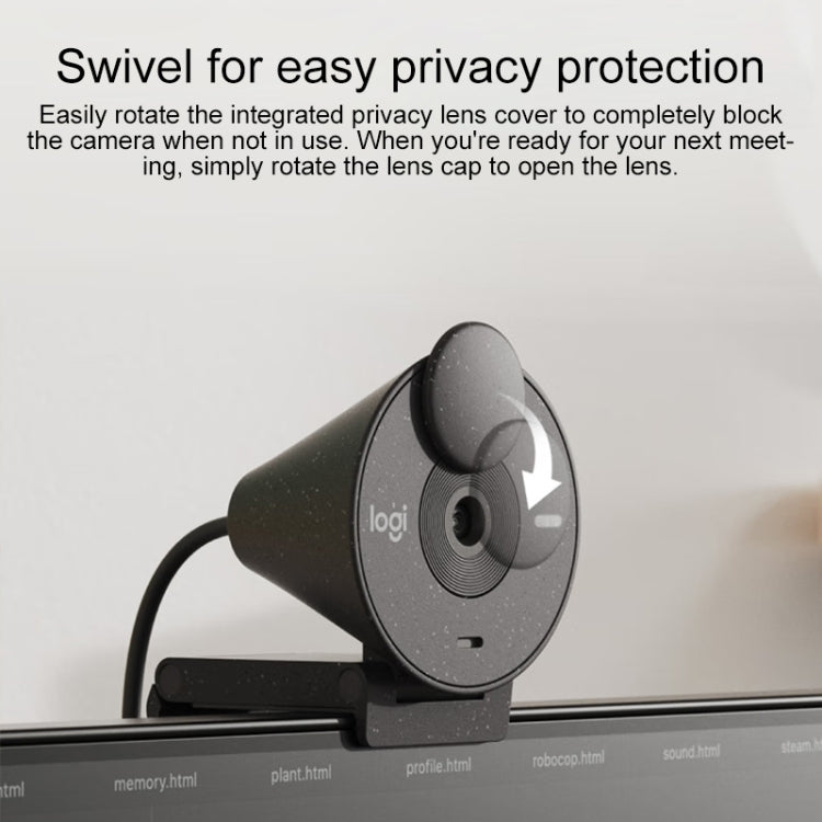 Logitech Brio 300 2MP 1080P Full HD IP Camera with Noise Reduction Microphone (White)