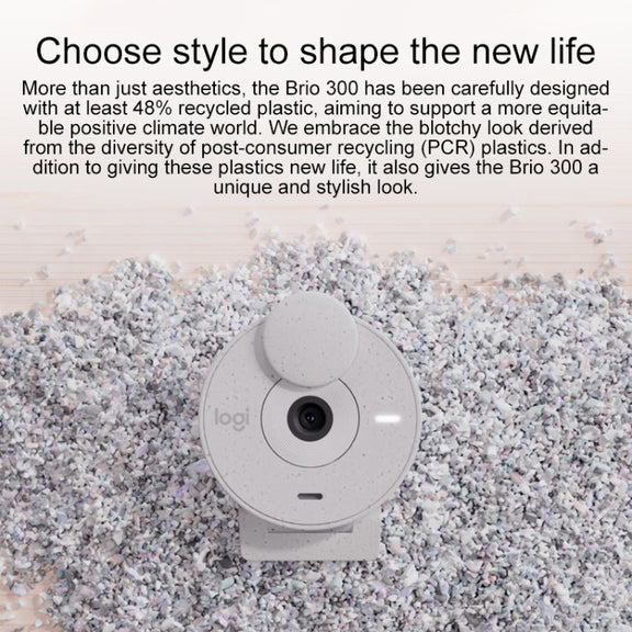 Logitech Brio 300 2MP 1080P Full HD IP Camera with Noise Reduction Microphone (White)