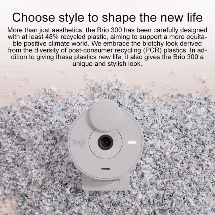 Logitech Brio 300 2MP 1080P Full HD IP Camera with Noise Reduction Microphone (White)