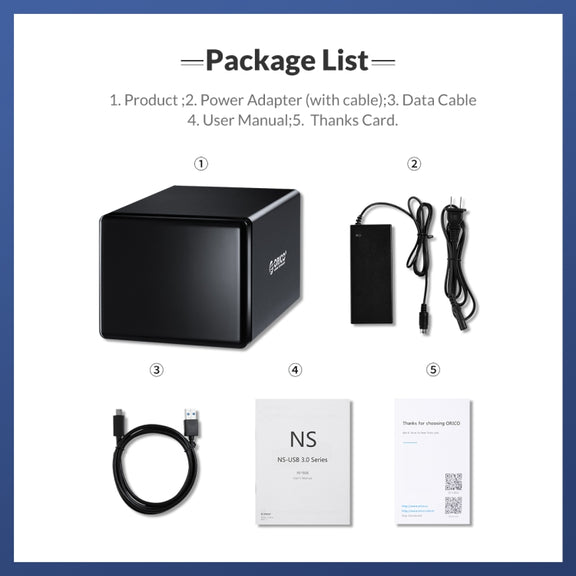 ORICO NS500U3 3.5 inch 5 Bay USB 3.0 Hard Drive Enclosure(Black)