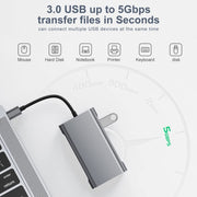 BYL-2111U3 7 in 1 USB-C / Type-C to USB Docking Station HUB Adapter (Silver)