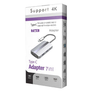 BYL-2106 7 in 1 USB-C / Type-C to USB Docking Station HUB Adapter (Silver)