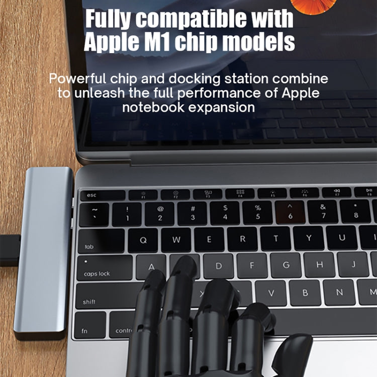 BYL-2101 7 in 1 Dual USB-C / Type-C to USB Docking Station HUB Adapter (Silver)