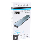 BYL-2101 7 in 1 Dual USB-C / Type-C to USB Docking Station HUB Adapter (Silver)