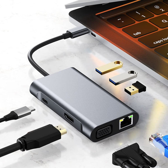 BYL-2111 7 in 1 USB-C / Type-C to USB Docking Station HUB Adapter (Silver)