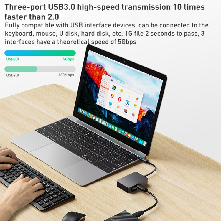 BYL-2316 5 in 1 USB-C / Type-C to USB3.0 & Type-C Multifunctional Docking Station HUB Adapter (Dark Grey)