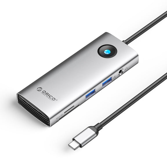ORICO PW11-8PM Type-C / USB-C 8-in-1 5Gbps Multifunction Docking Station Card Reader (Silver)