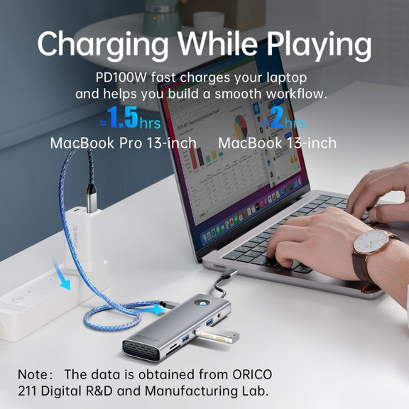 ORICO PW11-10P Type-C / USB-C 10-in-1 5Gbps Multifunction Docking Station (Dark Gray)