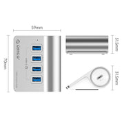ORICO M3U4 Aluminum Alloy 4-Port USB 3.2 Gen1 5Gbps HUB (Silver)
