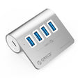 ORICO M3U4 Aluminum Alloy 4-Port USB 3.2 Gen1 10Gbps HUB (Silver) - free shipping - PMC TechLife - Order now!