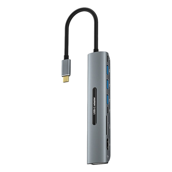 V216 9 in 1 USB-C / Type-C to PD + 3 x USB 3.0 + USB-C / Type-C + SD + TF + HDMI + VGA HUB Adapter