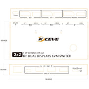 KC-KVM212DH 4K 60HZ USB3.0 DP Dual Display KVM Switcher with MST Dual Screen Extension Replication