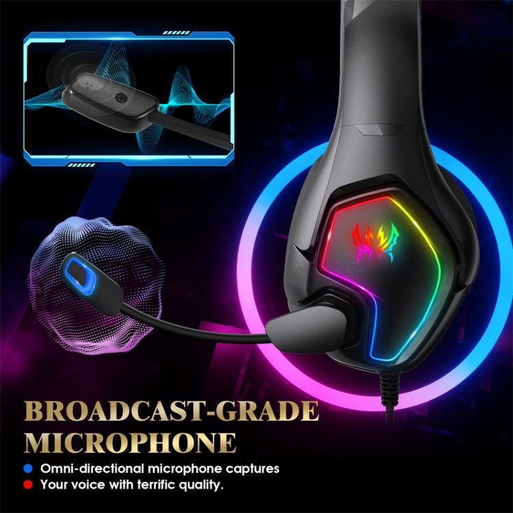 KOTION EACH G3000 3.5mm & USB Plug Stereo RGB Light Gaming Headset with Omni-directional Mic, Cable Length: 1.9m (Black)