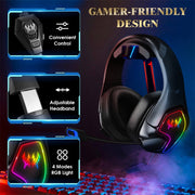 KOTION EACH G3000 3.5mm & USB Plug Stereo RGB Light Gaming Headset with Omni-directional Mic, Cable Length: 1.9m (Black)