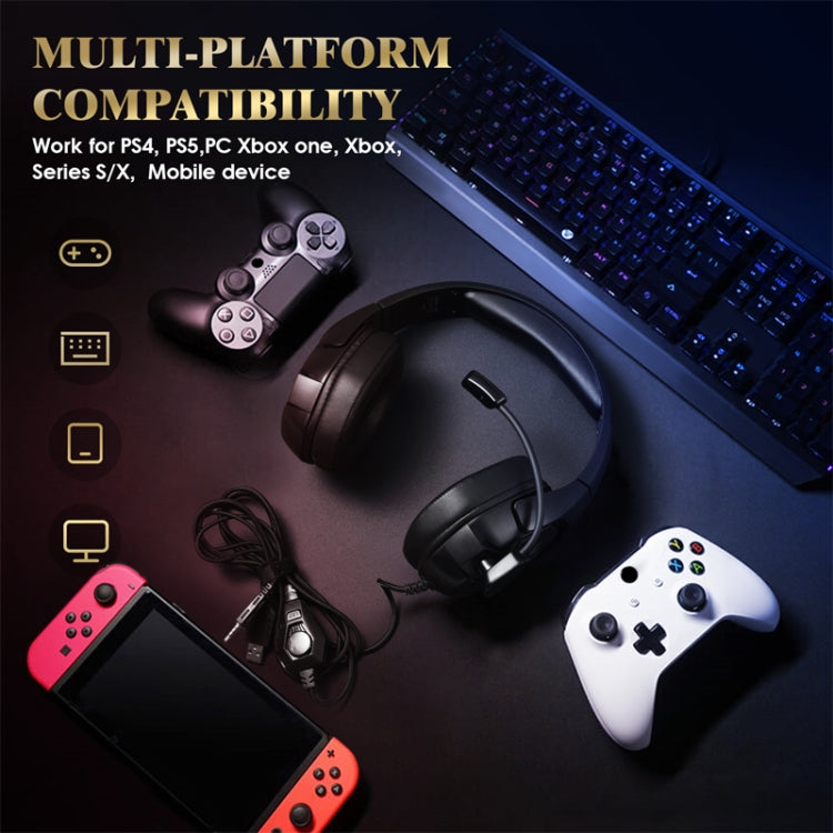 KOTION EACH G3000 3.5mm & USB Plug Stereo RGB Light Gaming Headset with Omni-directional Mic, Cable Length: 1.9m (Black)