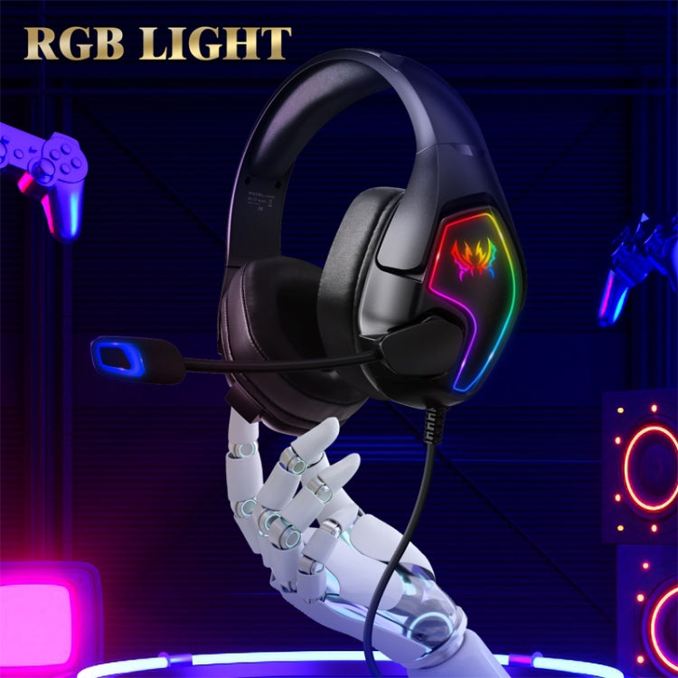 KOTION EACH G3000 3.5mm & USB Plug Stereo RGB Light Gaming Headset with Omni-directional Mic, Cable Length: 1.9m (Black)