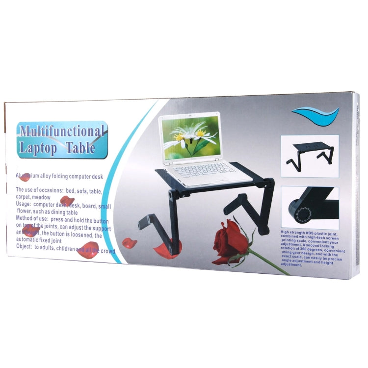 Portable 360 Degree Adjustable Foldable Aluminium Alloy Desk Stand with Cool Fans & Mouse Pad for Laptop / Notebook(Black)