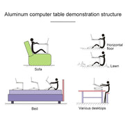 Portable 360 Degree Adjustable Foldable Aluminium Alloy Desk Stand for Laptop / Notebook, without CPU Fans & Mouse Pad(Black)