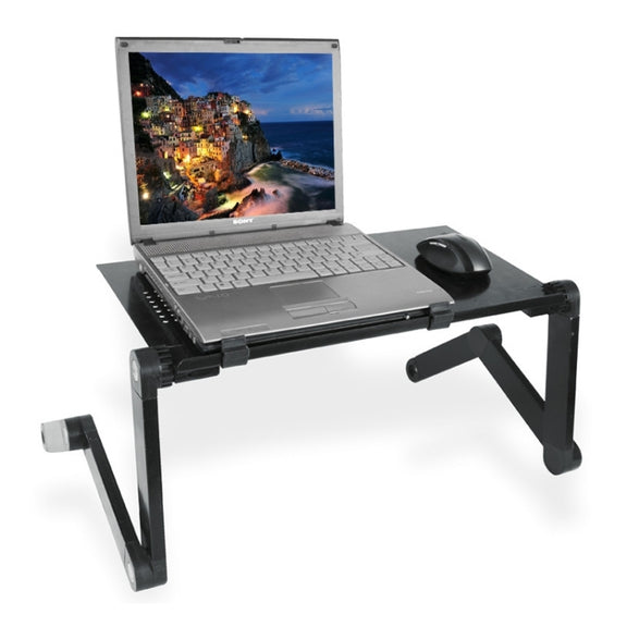 Lengthen Portable 360 Degree Adjustable Foldable Aluminium Alloy Desk Stand for Laptop / Notebook, without CPU Fans & Mouse Pad(Black)