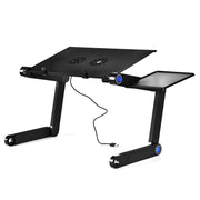 Portable 360 Degree Adjustable Foldable Aluminium Alloy Desk Stand with Double CPU Fans & Mouse Pad for Laptop / Notebook(Black)
