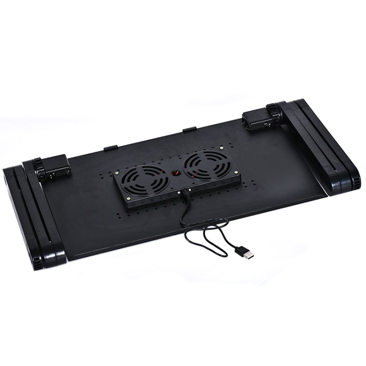 Portable 360 Degree Adjustable Foldable Aluminium Alloy Desk Stand with Double CPU Fans & Mouse Pad for Laptop / Notebook(Black)