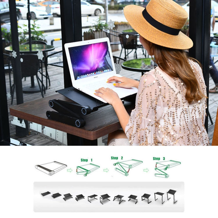Portable 360 Degree Adjustable Foldable Aluminium Alloy Desk Stand with Double CPU Fans & Mouse Pad for Laptop / Notebook(Black)