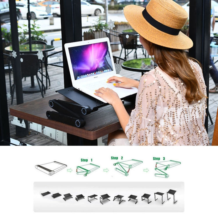 Portable 360 Degree Adjustable Foldable Aluminium Alloy Desk Stand with Double CPU Fans & Mouse Pad for Laptop / Notebook, Desk Size: 480mm x 260mm (Red)