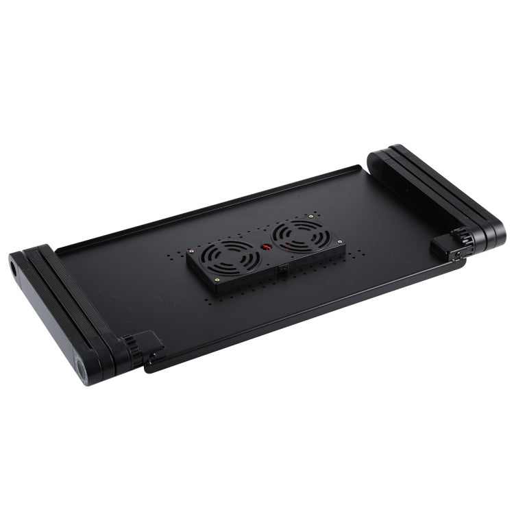 Portable 360 Degree Adjustable Foldable Aluminium Alloy Desk Stand with Double CPU Fans & Mouse Pad for Laptop / Notebook, Desk Size: 480mm x 260mm (Red)