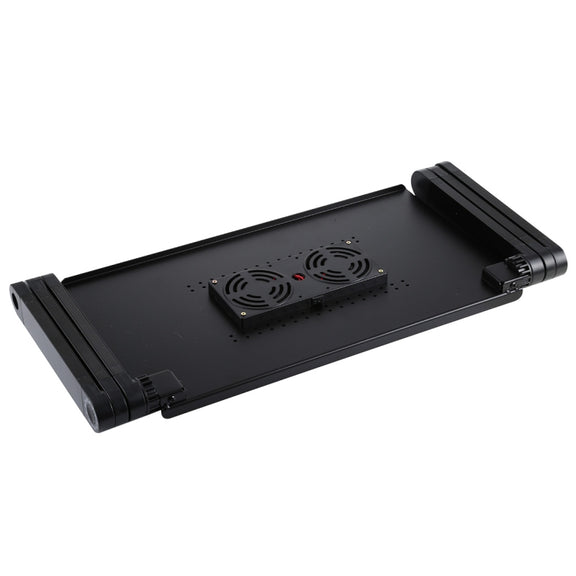 Portable 360 Degree Adjustable Foldable Aluminium Alloy Desk Stand with Double CPU Fans & Mouse Pad for Laptop / Notebook, Desk Size: 480mm x 260mm (Red)
