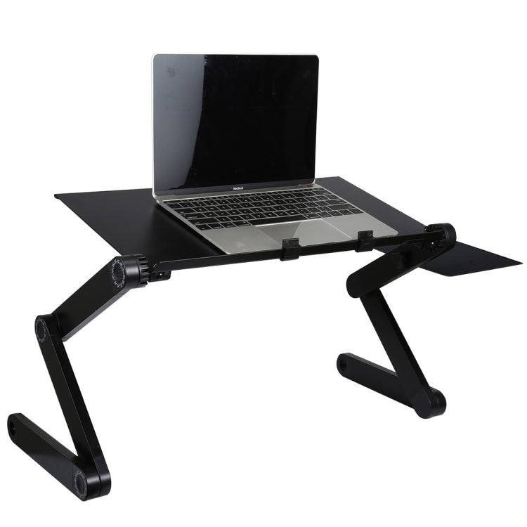 Portable 360 Degree Adjustable Foldable Aluminium Alloy Desk Stand with Double CPU Fans & Mouse Pad for Laptop / Notebook, Desk Size: 480mm x 260mm (Red)