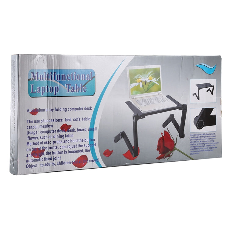 Portable 360 Degree Adjustable Foldable Aluminium Alloy Desk Stand with Double CPU Fans & Mouse Pad for Laptop / Notebook, Desk Size: 480mm x 260mm (Red)