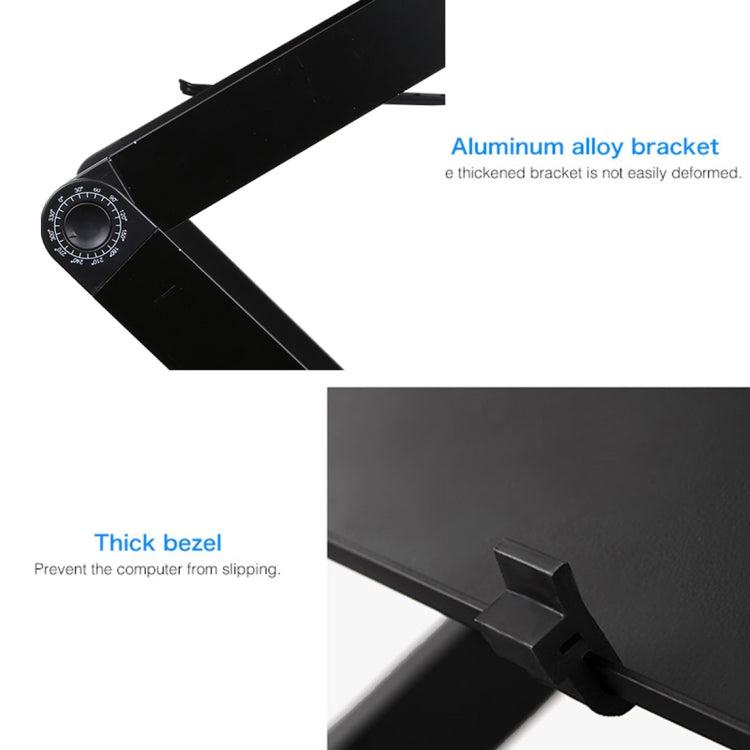 Portable 360 Degree Adjustable Foldable Aluminium Alloy Desk Stand with Double CPU Fans & Mouse Pad for Laptop / Notebook, Desk Size: 480mm x 260mm (Red)