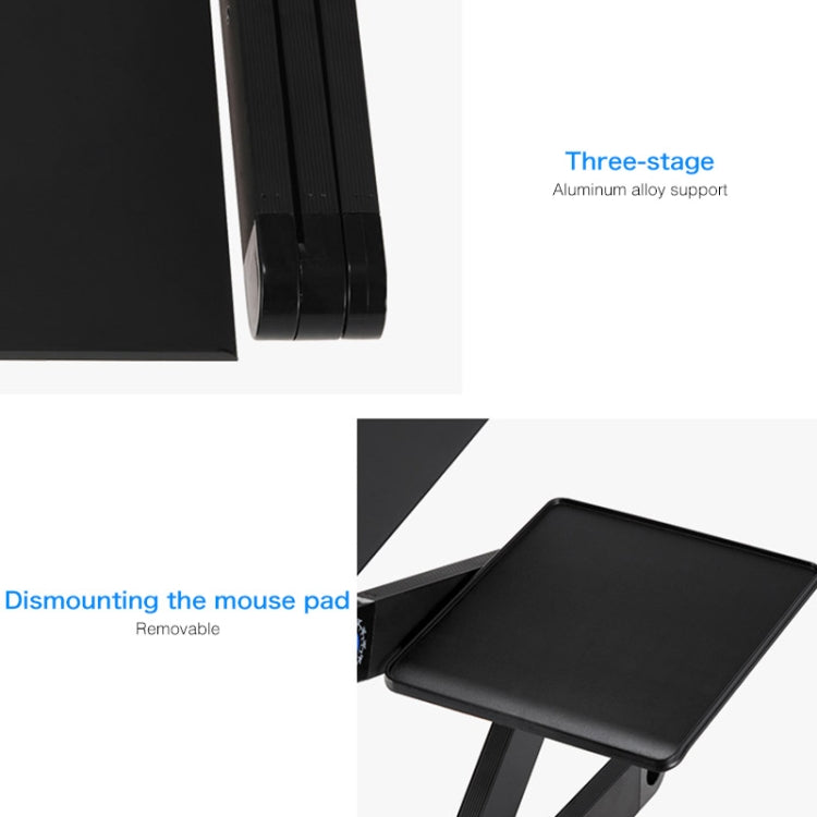 Portable 360 Degree Adjustable Foldable Aluminium Alloy Desk Stand with Double CPU Fans & Mouse Pad for Laptop / Notebook, Desk Size: 480mm x 260mm (Red)
