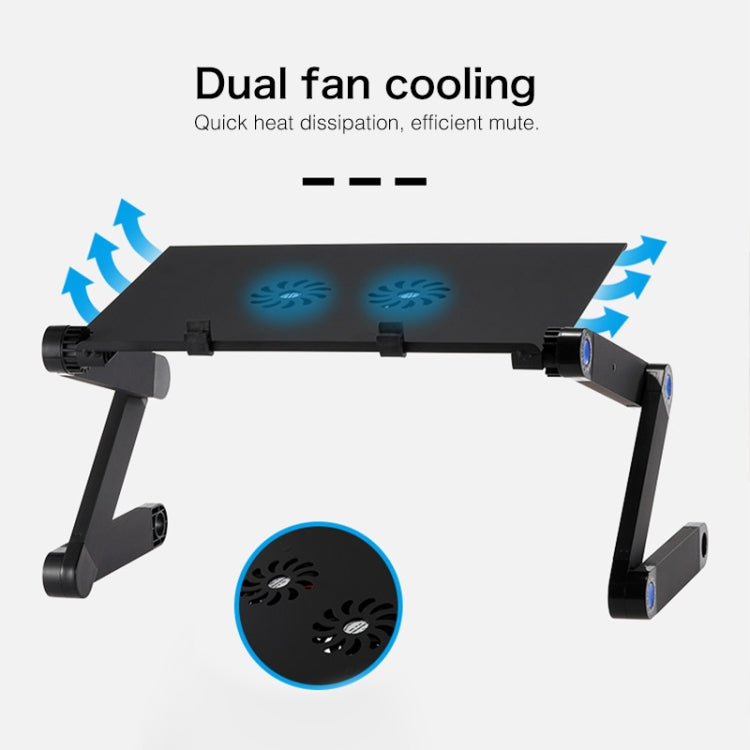 Portable 360 Degree Adjustable Foldable Aluminium Alloy Desk Stand with Double CPU Fans & Mouse Pad for Laptop / Notebook, Desk Size: 480mm x 260mm (Red)
