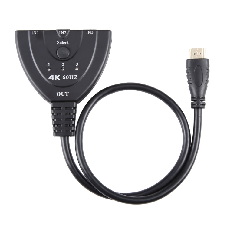 3 x 1 4K 60Hz YUV4:4:4 HDR HDMI Switcher with Pigtail HDMI Cable