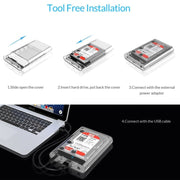 ORICO 3139U3 3.5 inch SATA HDD USB 3.0 Micro B External Hard Drive Enclosure Storage Case(Transparent)