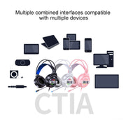 YINDIAO Q3 USB + Dual 3.5mm Wired E-sports Gaming Headset with Mic & RGB Light, Cable Length: 1.67m(White)