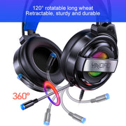 YINDIAO Q3 USB + Dual 3.5mm Wired E-sports Gaming Headset with Mic & RGB Light, Cable Length: 1.67m(Pink)