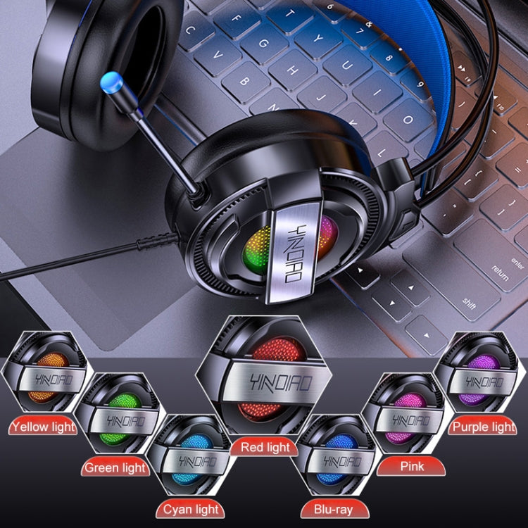 YINDIAO Q3 USB Wired E-sports Gaming Headset with Mic & RGB Light, Cable Length: 1.67m (White)