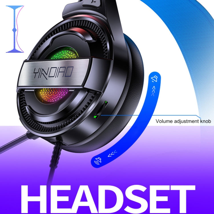 YINDIAO Q3 USB Wired E-sports Gaming Headset with Mic & RGB Light, Cable Length: 1.67m (White)